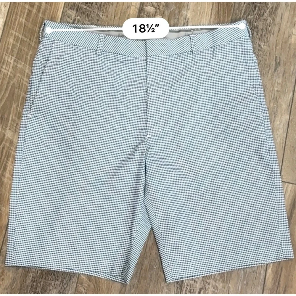 Walter Hagen Golf Shorts Men 38 Blue Gingham Micro-Check Performance Stretch 22